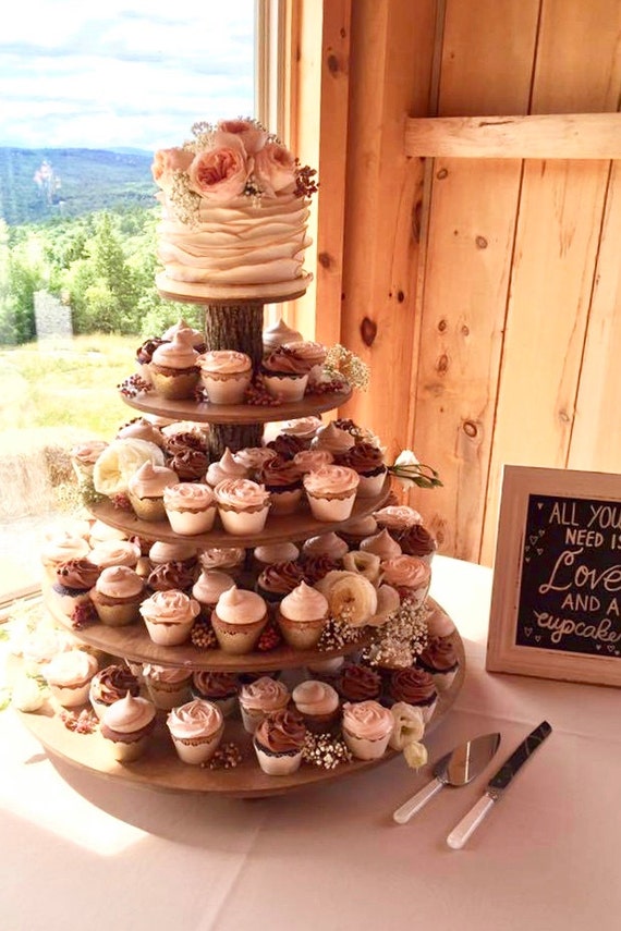 Rustic Cupcake Stand 5 Tier Tower Holder 120 Cupcakes 250 ...