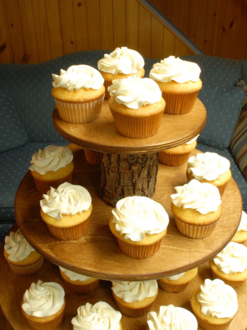 Cupcake Stand 4 Tier Rustic or Modern Tower Holder 50 Cupcakes 100 Donuts Wedding Birthday Shower Anniversary Party Pastries Wooden image 5