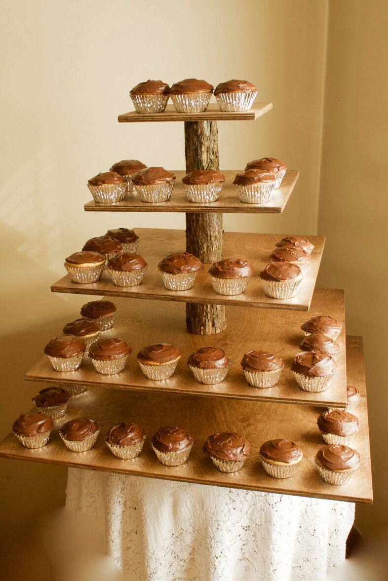 Rustic Cupcake Stand Square 5 Tier Tower / Holder 120 Etsy