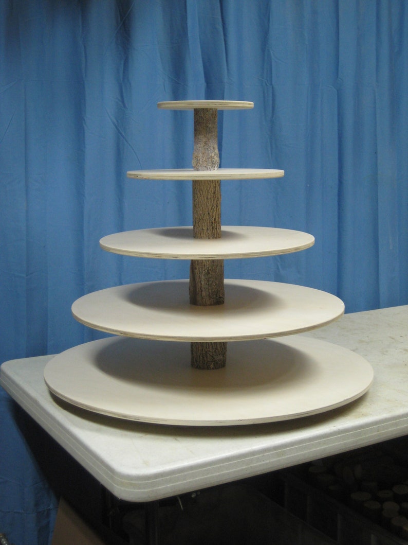 Cupcake Stand 5 Tier Rustic or Modern Tower / Holder 120 Cupcakes 250 Donuts Wedding Birthday Anniversary Shower Party Pastries Wooden image 6
