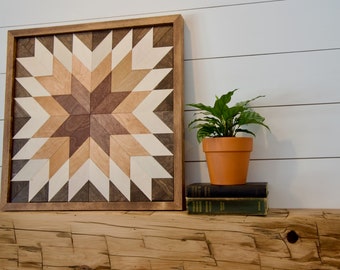 Barn Quilt - Rustic Wooden Wall Art - Quilt design #3