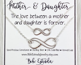 Mother Daughter Necklace Mother Daughter Love Mother Daughter Infinity Necklace Sterling Silver or Gold Necklace Mother Daughter Double Wire