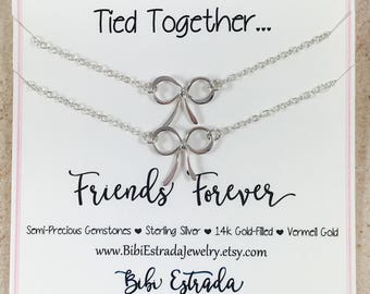 Friends Forever Necklace Bow Necklace Best Friends Necklace Tie Necklace Tied Together Friends Forever 14k Gold-filled and Sterling Silver