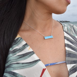 Turquoise Bar Necklace Sterling Silver Gemstone Necklace Simple Necklace Dainty Silver Necklace Minimalist Necklace Layering Necklace