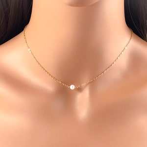 Collana di perle d&#39;acqua dolce Collana piena d&#39;oro Collana in argento sterling Collana delicata Collana minimalista Collana da sposa Gioielli da sposa