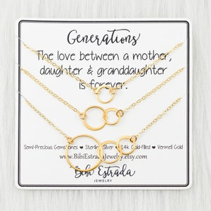 Three Generations Necklace Set Mother Daughter Granddaughter Necklace Gift for Grandmother Gold-Filled Generations Necklaces Gift for Mom