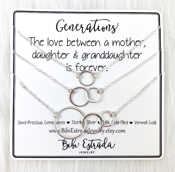 Buy Three Generations Necklace Set Mother Daughter Granddaughter Necklace  Gift for Grandmother Sterling Silver Generations Necklaces Circle Link  Online in India - Etsy