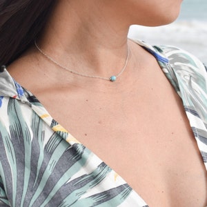 Dainty Turquoise Necklace Sterling Silver Necklace Simple Necklace Gemstone Necklace Minimalist Layering Necklace 14k Goldfilled Necklace