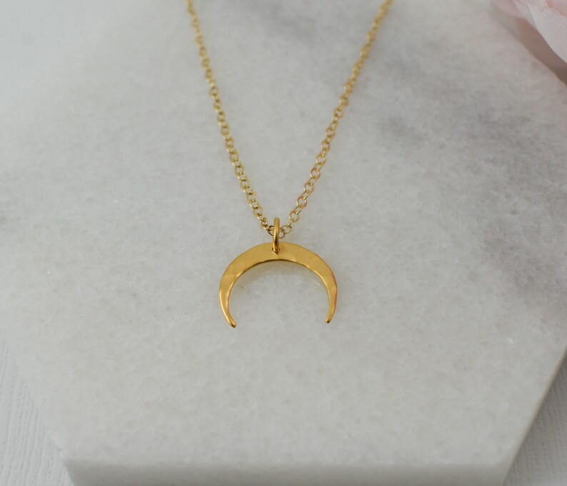 Crescent Moon Necklace Half Moon Necklace Gold Filled Necklace Etsy