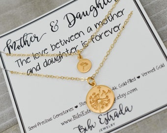 Dandelion Mother Daughter Necklace Mother Daughter Jewelry Mother Daughter Dandelion Necklaces Gold-filled Necklace Mother Daughter Gift