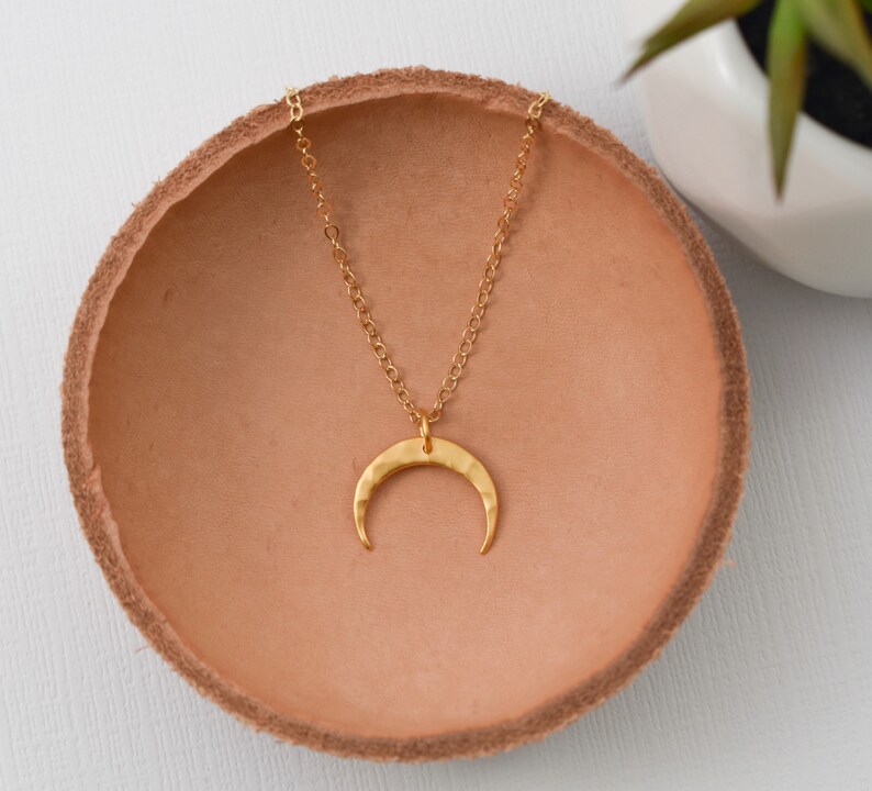 Crescent Moon Necklace Half Moon Necklace Gold Filled Necklace Etsy