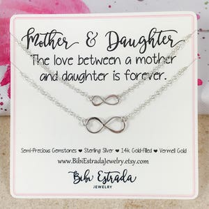 Mother Daughter Necklace Mother Daughter Love Mother Daughter Infinity Necklace Sterling Silver or Gold Necklace Mother Daughter Gift