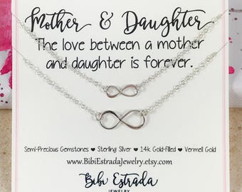 Mother Daughter Necklace Mother Daughter Love Mother Daughter Infinity Necklace Sterling Silver or Gold Necklace Mother Daughter Gift