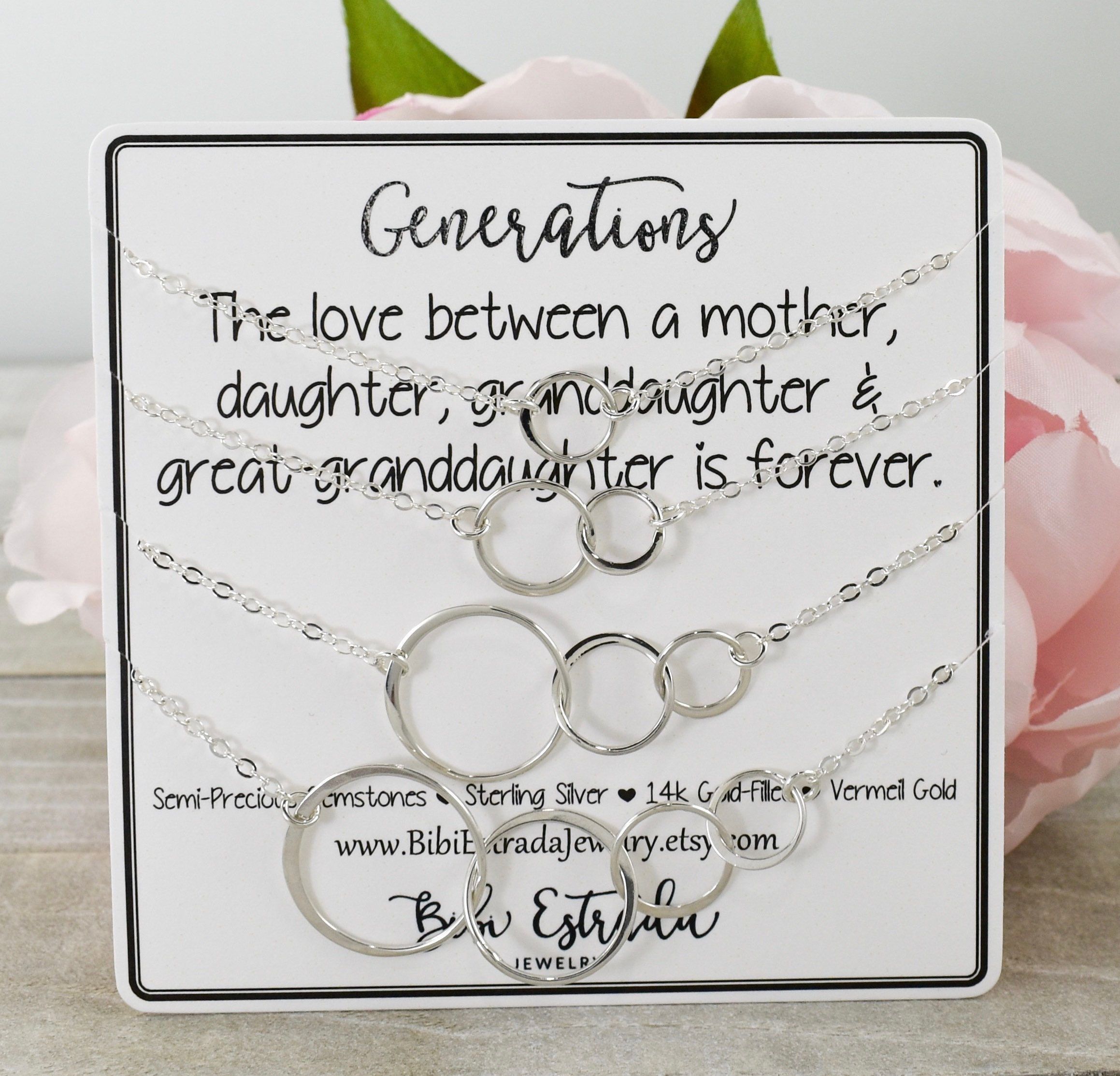 Grandmother Mother Daughter Quotes Generations Necklace