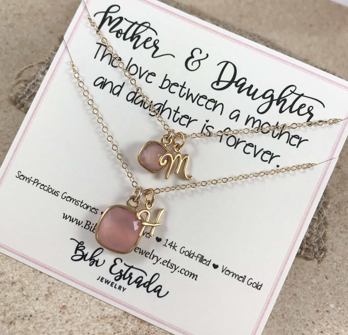 Mother Daughter Necklace Matching Mother Daughter Jewelry Gemstone Necklace 14K Gold Filled