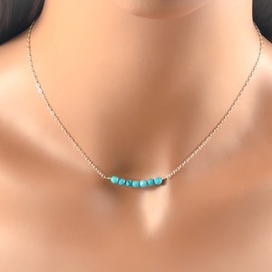 Turquoise Bar Gemstone Necklace Sterling Silver Necklace Simple Necklace Dainty Silver Necklace Minimalist Necklace Layering Necklace