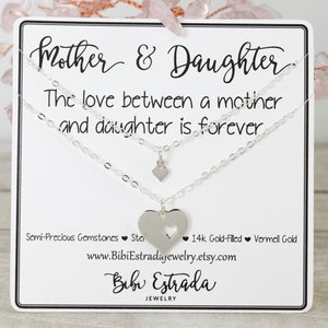 Mother Daughter Necklace Mother Daughter Jewelry Mother Daughter Hearts Necklace Sterling Silver Necklace Mother Daughter Gift for Mom