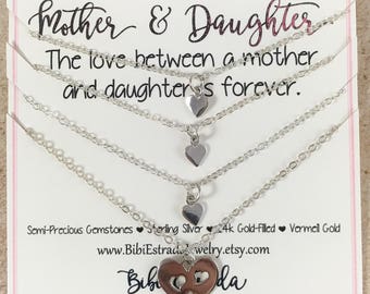 Mother Daughter Necklace Mother Daughter Jewelry Mother 3 Daughters Heart Necklace Sterling Silver Necklace Mother Daughter Gift for Mom