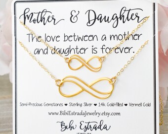 Mother Daughter Infinity Necklace: Vermeil Gold Matching Set