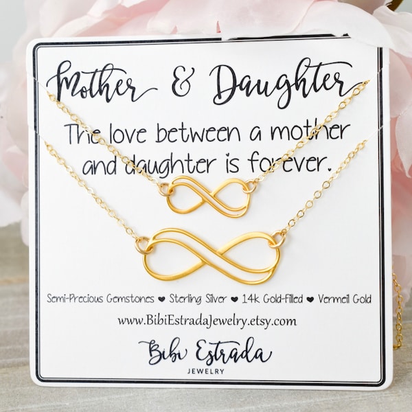 Mother Daughter Necklace Mother Daughter Infinity Necklace Vermeil Gold Mother Daughter Matching Necklace also Sterling Silver Gift for Mom