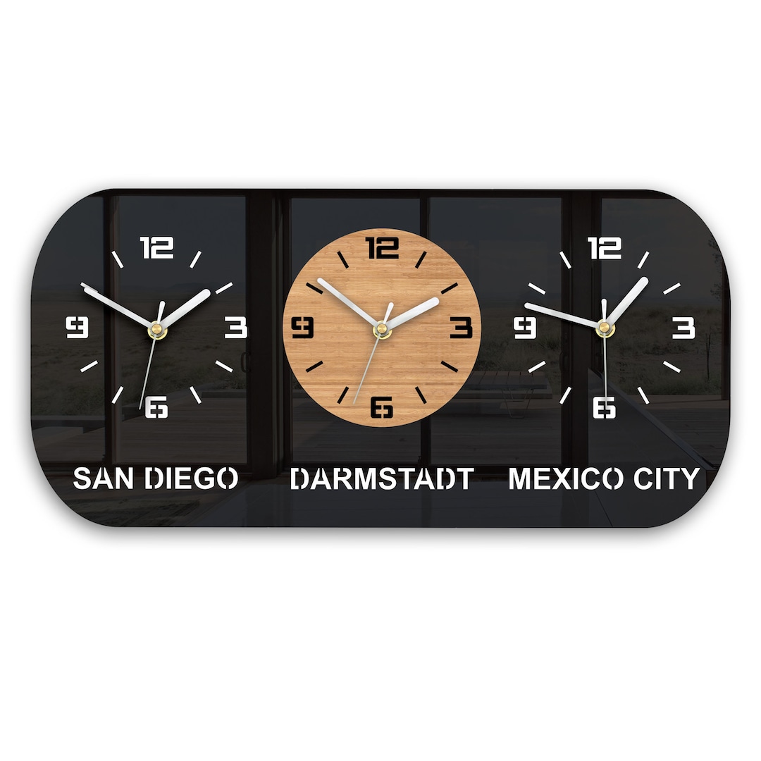 Reloj de pared de zona horaria mundial GRANDE reloj personalizado reloj de pared de zona horaria simbolo de ciudad estado pais reloj mundial 60 cm