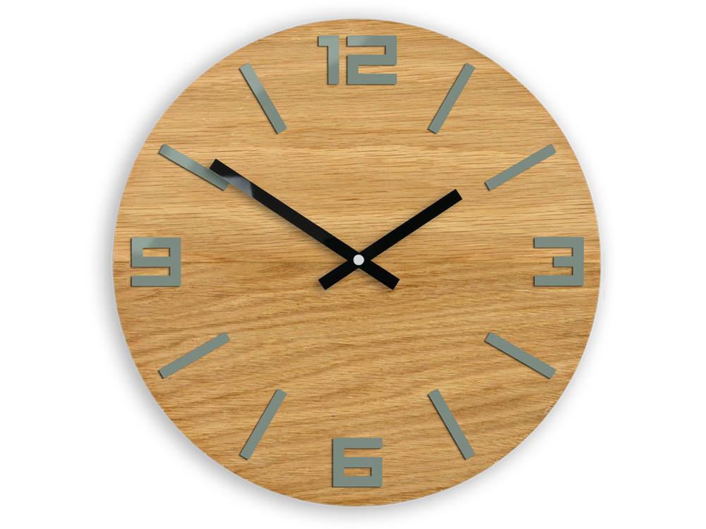 Large Wood Wall clock, OAK, 13,19inch, gift, Unique wall clock, Gray