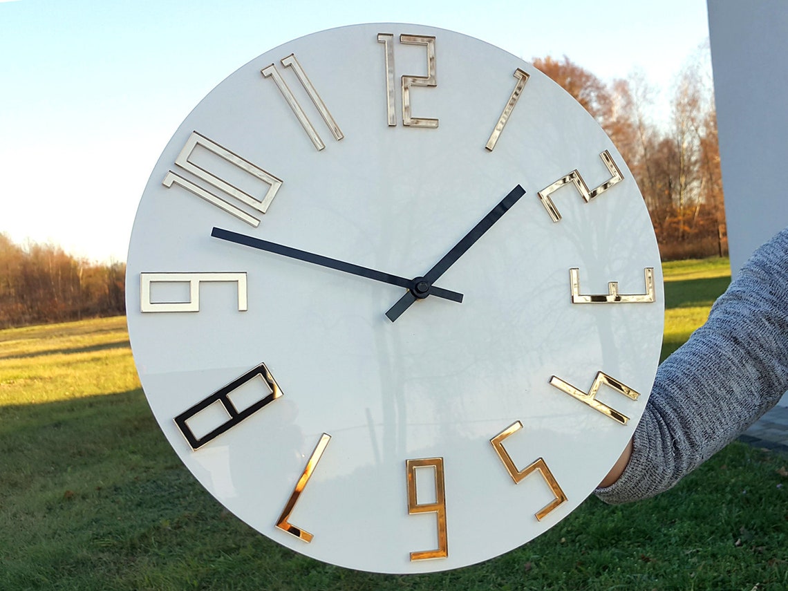 Large Wall Clock Mirror Gold Wall Clock Gift Wall Decor - Etsy