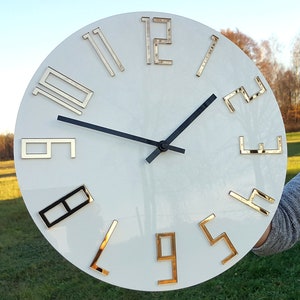 large wall clock, Mirror gold,  wall clock, gift, wall decor, Modern clock, modern wall clock, Unique wall clocks, gift