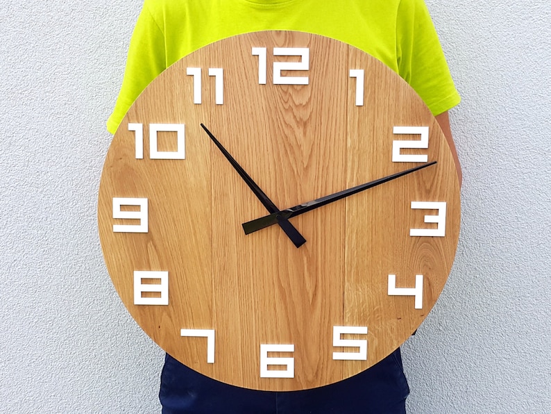 Schön Große Wanduhr Eiche Große Wanduhr Eiche rustikal Wand Uhr natürliche Digit
