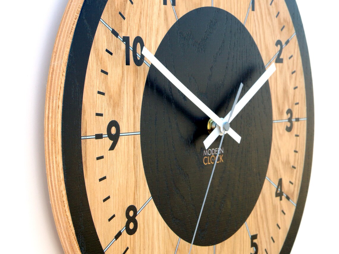 Wall Clock OAK 13 in Tokio With Numbers Wood Clock | Etsy