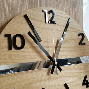 Wall Clock Wood clock large wall clock gift wall decor Unique wall OAK clocks Mirror Black image 2