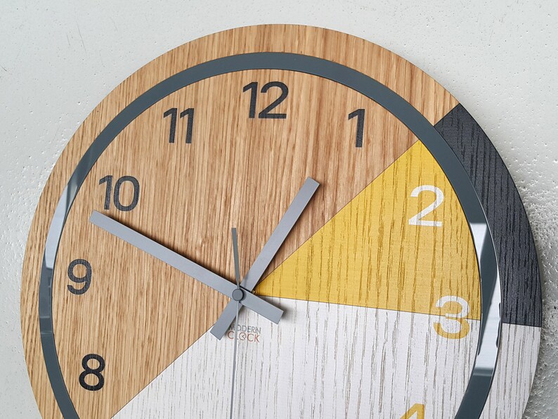 Wood Clock Lagos White Black Yellow Clock With Numbers Etsy