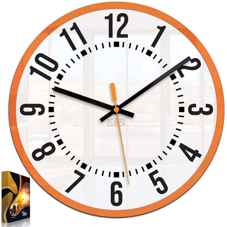 grande horloge murale, horloge orange, horloge murale, cadeau, décoration murale, horloge moderne, horloge murale moderne, horloges murales uniques, OSCAR 30cm / 11,81 image 5