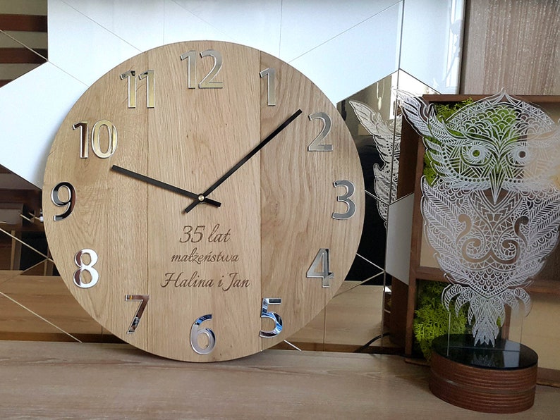 Large Wall Clock With Mirror Numbers With Personalization on Etsy