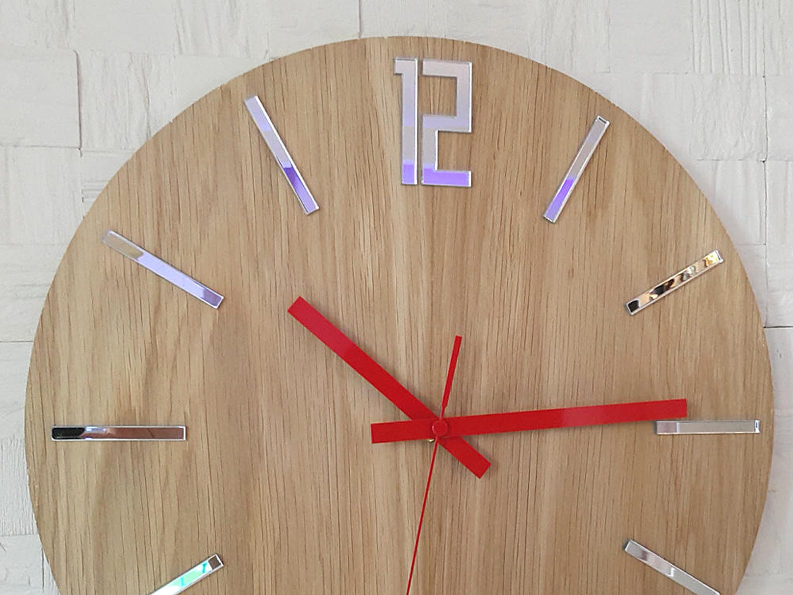 Large Wood Wall Clock MIRROR Wall Clock Gift Wall Decor Unique Etsy