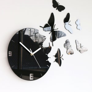 Wall Clock BUTTERFLY,  large wall clock, clock modern, wall clock, clocks, gift,  Unique wall clocks