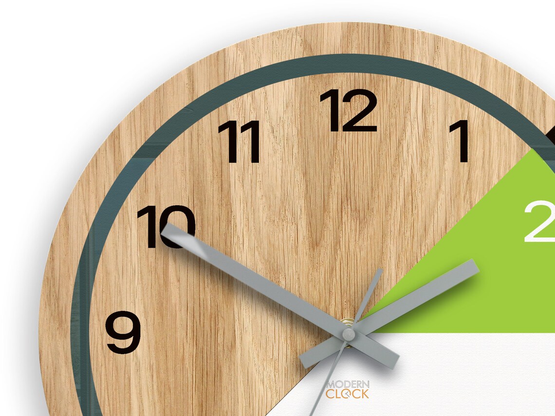 Wood Clock Lagos White Black Green Clock With Numbers Etsy