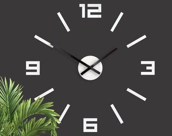 Weiße Wanduhr, arabisches Weiß, große Wanduhr, moderne Uhr, moderne Kunst, 50 cm, DIY
