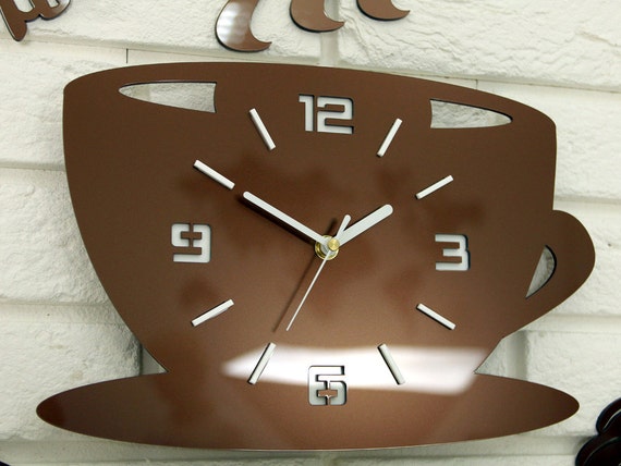 Orologio da cucina, orologio da cucina, orologio da parete, Coffe time  METALIC COPPER, regalo, decorazione murale, grande orologio da parete -   Italia