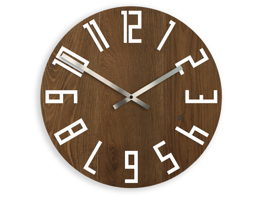 Wood Wall clock, Dark Oak, Large wall clock 15,75, Clock with numbers