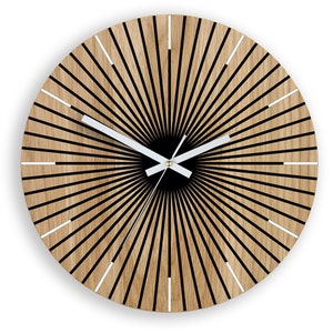 Wood Clock, Large wall clock, Unique Wall Clock, Gift Clock, Unusual Wall Clock, Modern Clock, Abstract Style, Arian_wood_White