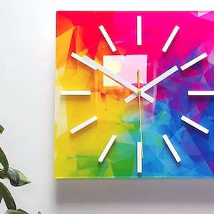 Large wall clock,  clock, wall clock, amazing, rainbow, wall decor, Modern clock, Unique wall clocks, gift , Premium line