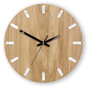 Wall Clock Wood clock large wall clock gift wall decor Unique wall OAK clocks White Black image 1