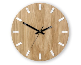 Horloge murale Horloge en bois grande horloge murale cadeau décoration murale unique OAK horloges Blanc Noir