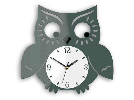 Reloj de pared reloj de animales con buho reloj moderno reloj de pared regalo decoracion de pared de habitacion para ninos reloj para ninos Relojes de pared grandes Etsy Mexico