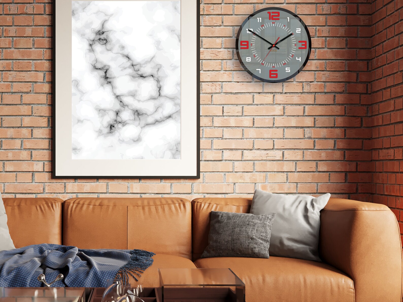 Large Wall Clock, Orion Red, Silent Clock With a Clear Scale 30cm / 11 ...