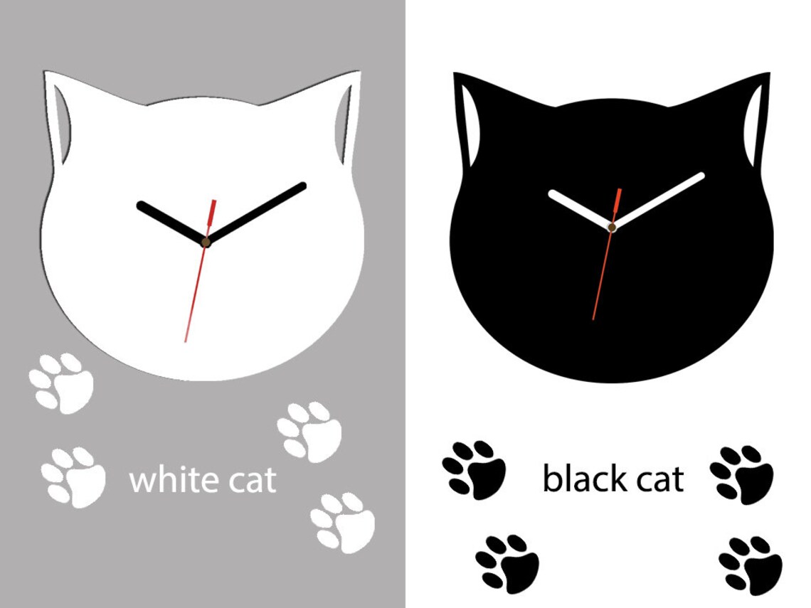 Wall Clock CAT Clock Modern Wall Clock Large Wall Clock Etsy