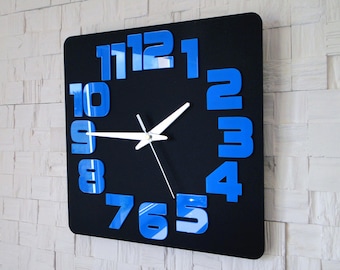 Wall clock, large wall clock, modern wall clock Blue clock