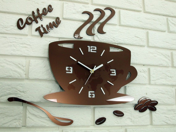 Reloj para cocina, reloj de cocina, reloj de pared, Hora del café COBRE  METÁLICO, regalo, decoración de pared, reloj de pared grande -  México