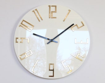 Reloj de pared grande, Espejo dorado, Reloj de pared, Regalo, Decoración de pared, Reloj moderno, Reloj de pared moderno, Relojes de pared únicos, Regalo
